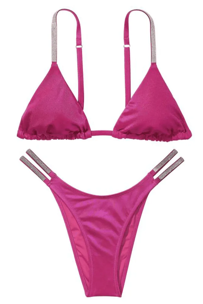КУПАЛЬНИК ЗІ СТРАЗАМИ ТРИКУТНИКИ FUCHSIA Victoria`s Secret
