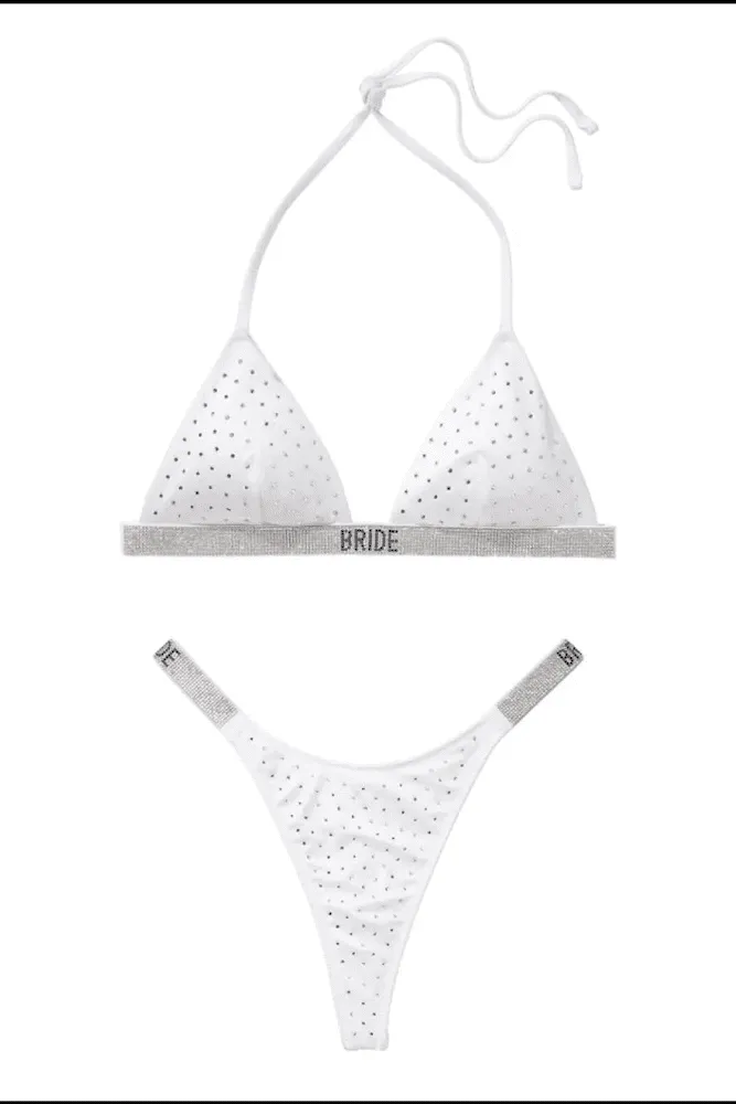КУПАЛЬНИК ЗІ СТРАЗАМИ ТРИКУТНИКИ WHITE EMBL Victoria`s Secret