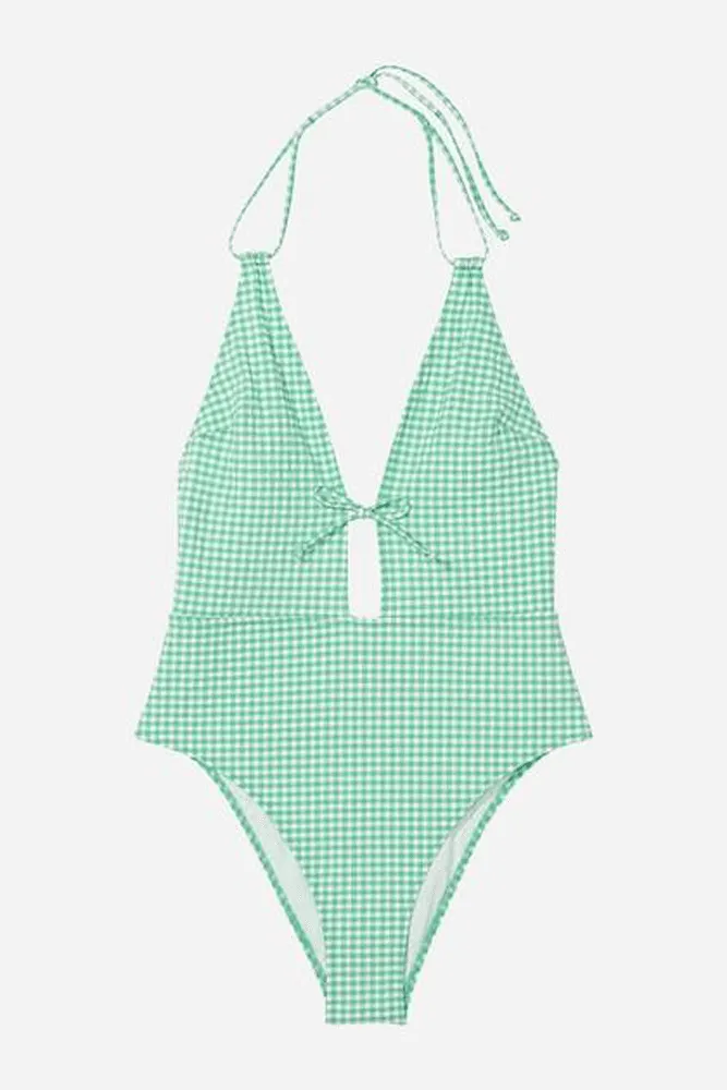 КУПАЛЬНИК СУЦІЛЬНИЙ З ВИРІЗОМ MINT PLAID Victoria`s Secret