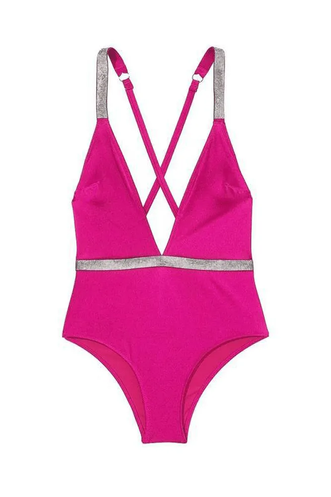 КУПАЛЬНИК СУЦІЛЬНИЙ ЗІ СТРАЗАМИ ГАРТЕР FUCHSIA Victoria`s Secret