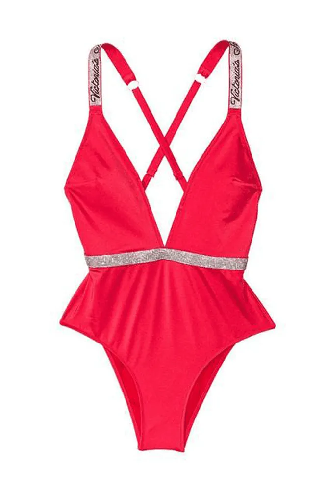 КУПАЛЬНИК СУЦІЛЬНИЙ ЗІ СТРАЗАМИ ГАРТЕР STRAWBERRY LOGO Victoria`s Secret