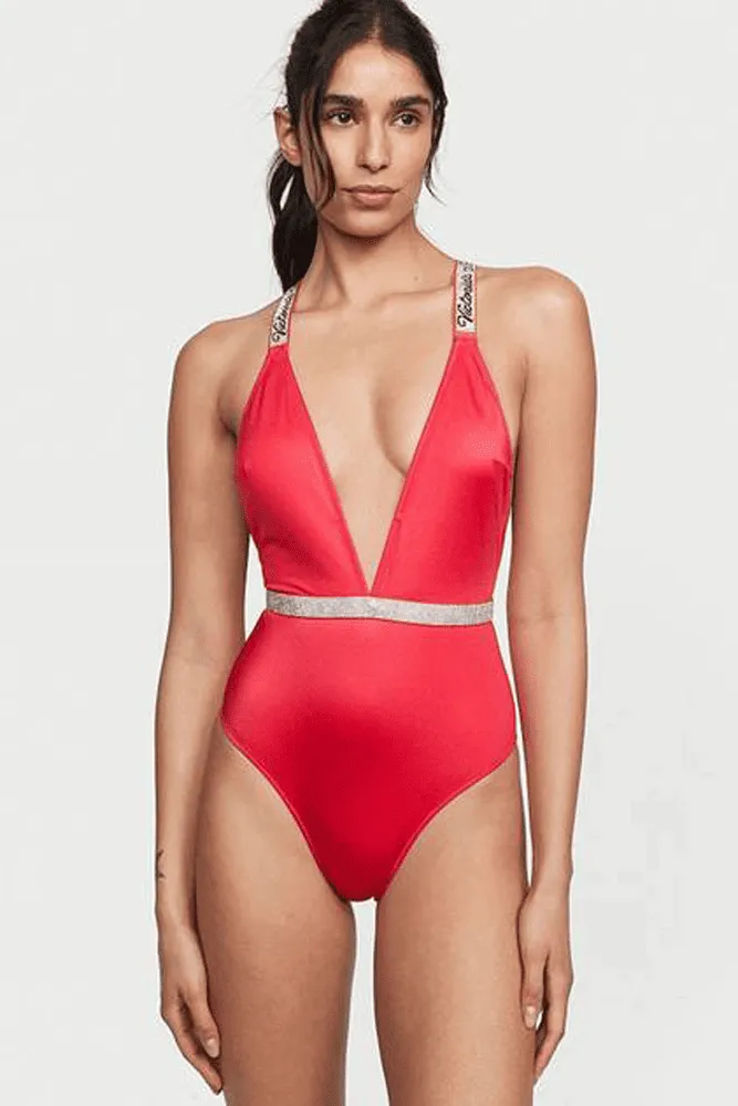 КУПАЛЬНИК СУЦІЛЬНИЙ ЗІ СТРАЗАМИ ГАРТЕР STRAWBERRY LOGO Victoria`s Secret