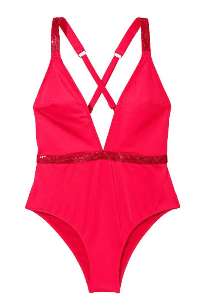 КУПАЛЬНИК СУЦІЛЬНИЙ ЗІ СТРАЗАМИ ГАРТЕР STRAWBERRY Victoria`s Secret