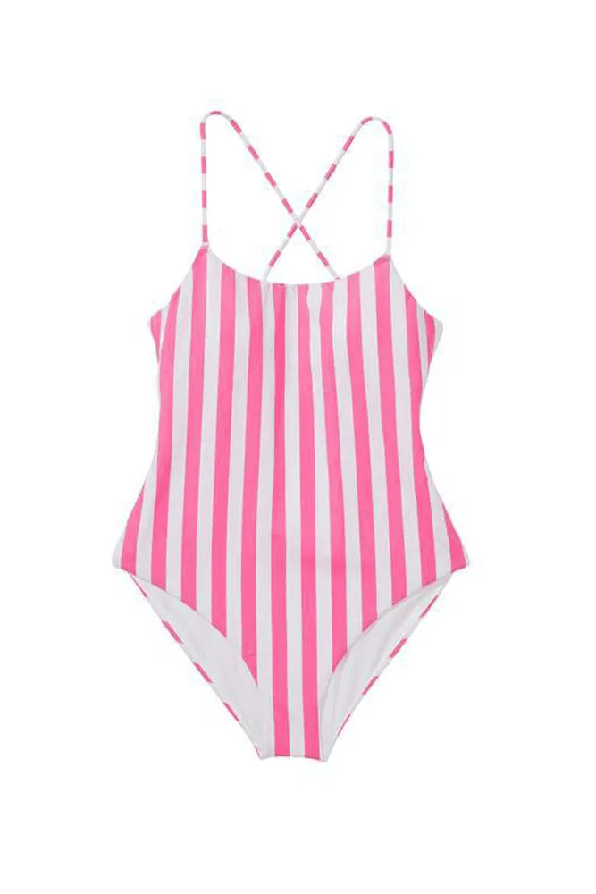 КУПАЛЬНИК СУЦІЛЬНИЙ НА ЗАВ'ЯЗКАХ PINK STRIPE Victoria`s Secret