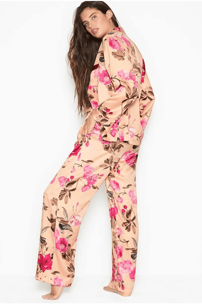 ПІЖАМА САТИН ДОВГА PEACH FLOWERS Victoria`s Secret